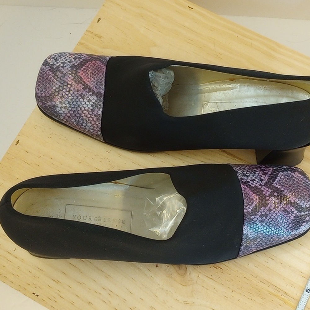 C&A European-made leather and cloth low heels